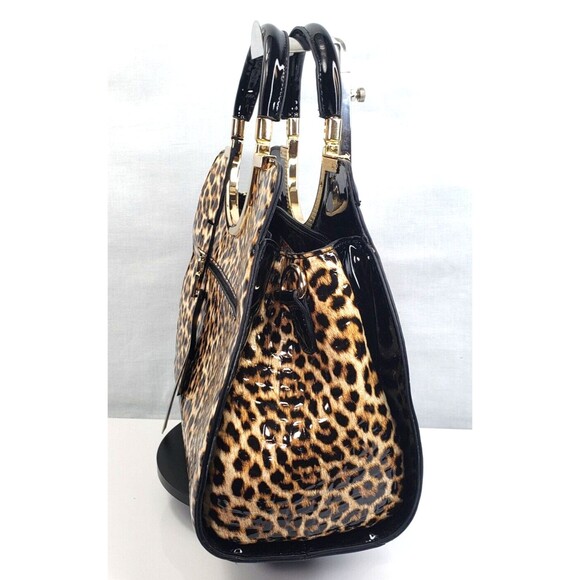 La Terre Fashion Limited Leopard Print Vega Leather Crossbody Hand Bag NWT - Picture 6 of 16